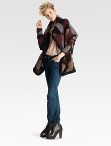 Strategically placed overlays and a graphically charged pattern define this textured, wool-rich jacket. Front snap closuresLong sleevesFully linedAbout 29 from shoulder to hem73% wool/27% polyesterDry cleanImported of Italian fabricModel shown is 5'9½ (176cm) wearing US size 2. Strategically placed overlays and a graphically charged pattern define this textured, wool-rich jacket. Front snap closuresLong sleevesFully linedAbout 29 from shoulder to hem73% wool/27% polyesterDry cleanImported of Italian fabricModel shown is 5'9½ (176cm) wearing US size 2.
