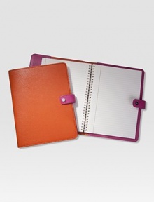 Make your list and jot down your notes in this handy leather notebook with spiral insert and notepad of gold-gilded premium paper.LeatherIncludes 144 perforated, lined pages7 X 9.25Made in USA Make your list and jot down your notes in this handy leather notebook with spiral insert and notepad of gold-gilded premium paper.LeatherIncludes 144 perforated, lined pages7 X 9.25Made in USA
