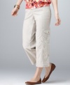Utility-inspired capris get a feminine makeover from Style&co. The embroidered details look lovelier with a smattering of studs, too!