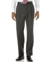 Stand for tradition. Classic double-pleat pant has a handsome drape and timeless style that looks great on its own or paired with the two-button blazer for an elegant suit. Engineered Waistband: Stretches one inch on each side. On-seam pockets. Button-through back pockets. Finished with a 1.5 cuff.