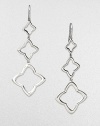 From the Quatrefoil Collection. This modern, sterling silver design features three graduated quatrefoil drops. Sterling silverDrop, about 2½Ear wire backImported 