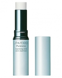Shiseido Pureness Matifying Stick Oil-Free. This convenient stick quickly absorbs excess sebum for a long-lasting matte look, while giving pores a perfect camouflage. It enhances the application and finish of makeup. Formulated with oil-absorbing powder that helps contain excess oil and T-zone shine. Leaves skin feeling comfortably fresh. Use daily as needed on T-zone and other areas prone to shine. Shiseido Pureness Matifying Stick Oil-Free. This convenient stick quickly absorbs excess sebum for a long-lasting matte look, while giving pores a perfect camouflage. It enhances the application and finish of makeup. Formulated with oil-absorbing powder that helps contain excess oil and T-zone shine. Leaves skin feeling comfortably fresh. Use daily as needed on T-zone and other areas prone to shine.