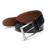 THE LOOKSmooth, glossy leather designMetal, square buckleNotch closureTHE MEASUREMENTWidth, 1THE MATERIALBelgium leatherORIGINMade in CanadaThis item was originally available for purchase at Saks Fifth Avenue OFF 5TH stores. 