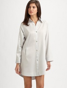 EXCLUSIVELY AT SAKS. Tailored design exuding quiet elegance, finished with beautiful pleating for added drape. Shirt collarLong Kimono sleevesButton front closureBack pleatingShirttail hemAbout 35 from shoulder to hemLaundered cotton sateenMachine washImported EXCLUSIVELY AT SAKS. Tailored design exuding quiet elegance, finished with beautiful pleating for added drape. Shirt collarLong Kimono sleevesButton front closureBack pleatingShirttail hemAbout 35 from shoulder to hemLaundered cotton sateenMachine washImported