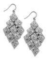 Shake things up with this chandelier earring style from Alfani. Shimmering discs feature pave crystal accents for added shine. Crafted in imitation rhodium-tone mixed metal. Approximate drop: 2 inches.