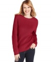 Karen Scott's crewneck sweater is made from shaker stitch ribbed knit for an excellent fit. Pair it with jeans or black trousers for an essential weekend look.