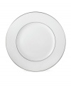 Beautiful and bridal-inspired, this classic white plate is richly textured with a delicate floral motif and raised, beaded accents. Finished with a band of polished platinum. Qualifies for Rebate