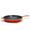 Turn out restaurant-caliber frittatas and gold-star gravies. This skillet has a cast iron exterior for uniform heating, and a black enamel interior that seals in juices. Dual pour spouts accommodate right- or left-handers.