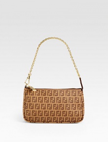 Iconic zucchino fabric in a slim zip-top silhouette, finished with a chic chain strap.Shoulder strap, 6½ dropTop zip closureOne inside open pocketFully lined7½W X 4H X 1DMade in Italy