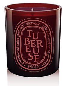 The classic Tubereuse scent presented in a mouth-blown glass tinted during production for a shiny finish that lets you see the candle flame. Tubereuse scent recalls the dusk, the heady fragrance of this intoxicating, beguiling flower deploys its captivating sensuality. Size: 10.2 oz.Floral50-60 hours burn timeKeep wick trimmed to ½ to ensure optimal useHand poured and made in France