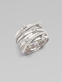 Textural 18k white gold - punctuated by luminous diamonds - and pavé diamond bands richly intermingle.Diamonds, 0.42 tcw 18k white gold Diameter, about ¾ Made in Italy Textural 18k white gold - punctuated by luminous diamonds - and pavé diamond bands richly intermingle.Diamonds, 0.42 tcw 18k white gold Diameter, about ¾ Made in Italy