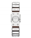 Expect the unexpected. Michael Kors combines leather and light-reflecting crystal on this watch.