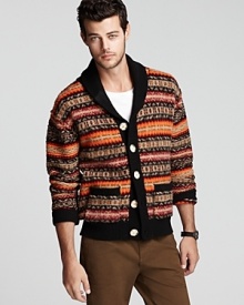 Drink some apple cider and stave off the chill in this handsome cardigan featuring a melange of autumnal colors. From PRPS Goods & Co. Drink some apple cider and stave off the chill in this handsome cardigan featuring a melange of autumnal colors. From PRPS Goods & Co.