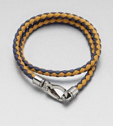 A richly-hued braided leather bracelet perfect for layering and wrap around styling.LeatherAbout 3 diam.Spring claspMade in Italy