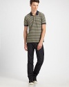 Finely striped classic polo finished with contrast trim on the collar and cuffs.Two-button placketLogo appliquéCottonMachine washImported