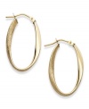 The perfect mix of texture and polish, these 14k gold hoop earrings feature a twisted design and chic, oval shape. Earrings secure with a lever backing. Approximate diameter: 1-1/6 inch.
