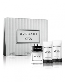 Elegant, sophisticated and contemporary, BVLGARI MAN is a distinctive, sensual everyday fragrance which embodies masculine charisma.For Holiday 2011, Bulgari introduces a BVLGARI MAN Set, which includes a 2.0 oz. EDT spray, a 2.5 oz. Shampoo & Shower Gel, and a 2.5 oz. After Shave Balm. Elegant, sophisticated and contemporary, BVLGARI MAN is a distinctive, sensual everyday fragrance which embodies masculine charisma.For Holiday 2011, Bulgari introduces a BVLGARI MAN Set, which includes a 2.0 oz. EDT spray, a 2.5 oz. Shampoo & Shower Gel, and a 2.5 oz. After Shave Balm.