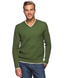 Make a simple adjustment to your layered look with this v-neck sweater from Argyleculture and make your style pop.