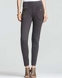 Exposed zippers and tonal seaming lend a downtown-cool edge to these skinny pants from XCVI.