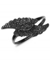 Fly at night with this mysterious bracelet from Bar III. The wing silhouette is embellished with glass stones. Crafted in jet tone mixed metal. Approximate length: 7-1/4 inches.