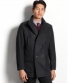 Classic and updated for today's wear is this elegant slim fit double breasted wool blend coat by Alfani RED.