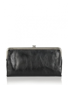Sleek and shiny, this Hobo leather wallet is a chic home for your cash. Sleek and shiny, this Hobo leather wallet is a chic home for your cash.