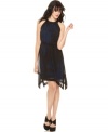 An asymmetrical handkerchief hem adds edge to this abstract-printed Kensie dress -- perfect for a not-so-sweet spring look!