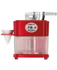 Call it a snow day! Get the neighborhood kids together for a cool treat or five, all made in less than a minute. Simply add ice, grab some your fave flavoring & ready yourself for a snowball effect-once you start making these easy icy sweets, you won't be able to stop and you don't have to. This kit includes 4 reusable BPA-free plastic cones and 12 paper cones for fun that's never done. 5-year warranty. Model SCM100. Call it a snow day! Get the neighborhood kids together for a cool treat or five, all made in less than a minute. Simply add ice, grab some your fave flavoring & ready yourself for a snowball effect-once you start making these easy icy sweets, you won't be able to stop and you don't have to. This kit includes 4 reusable BPA-free plastic cones and 12 paper cones for fun that's never done. 5-year warranty. Model SCM100.