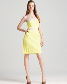 A sunny Milly color block dress elevates your look whether you're party-bound or simply shopping the boutiques. The strapless style needs little more than chic pumps and a touch of gold for a ladylike accent. A sunny Milly color block dress elevates your look whether you're party-bound or simply shopping the boutiques. The strapless style needs little more than chic pumps and a touch of gold for a ladylike accent.