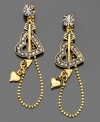 Lovestruck and lovely. These cupid's arrow earrings by Betsey Johnson featuring pace crystals set in goldtone mixed metal. Approximate length: 2-1/2 inches.