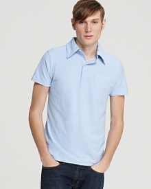 Diesel makes modern innovation look easy in this super-soft cotton polo, featuring unfinished edges and a uniquely shaped chest pocket for added flair. Diesel makes modern innovation look easy in this super-soft cotton polo, featuring unfinished edges and a uniquely shaped chest pocket for added flair.