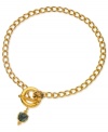 Well rounded. Crafted in 14k gold-plated, nickel-free mixed metal, this chain from T Tahari also features a toggle front closure. With faceted light Colorado and black crystal accents. Approximate length: 18 inches. Approximate drop: 1-1/4 inches.