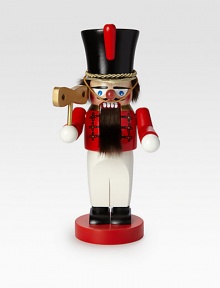 No nutcracker collection is complete without a properly uniformed toy soldier, and this one even has his own wind-up key, plus a gold-braided hat and a flowing beard.Working nutcrackerHandmade and hand-paintedWood11H X 5.5W X 5.5DMade in Germany