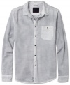Feel grounded as you explore your outer limits with this long sleeve button down Space shirt by Guess Jeans.