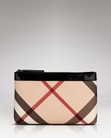 A sleek cosmetic pouch in Burberry's iconic check print. A sleek cosmetic pouch in Burberry's iconic check print.