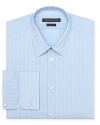 Handsome tonal stripes adorn this crisp cotton dress shirt for a polished look from John Varvatos Star USA.