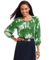 Charter Club's floral printed peasant top pairs with everything from work-ready skirts to jeans.