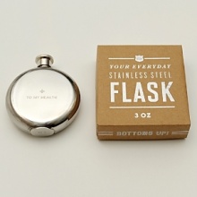 As a time-honored accessory to men of all different cultures and social classes, the flask has proven itself to be a necessity of the times, whether as a prime gift or a good conversation starter. Izola's stainless steel flasks are available in either five-ounces or three-ounces and are engraved with eight different boisterous expressions that fit the drinking theme. As a time-honored accessory to men of all different cultures and social classes, the flask has proven itself to be a necessity of the times, whether as a prime gift or a good conversation starter. Izola's stainless steel flasks are available in either five-ounces or three-ounces and are engraved with eight different boisterous expressions that fit the drinking theme.