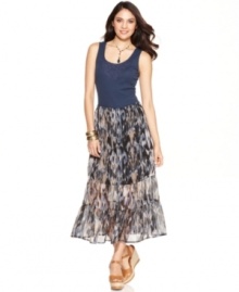 An elegant print and airy chiffon fabric combine to create a unique skirt from Cha Cha Vente! Dress it up with heels or wear casually with flat sandals for another look. An elegant print and airy chiffon fabric combine to create a unique skirt from Cha Cha Vente! Dress it up with heels or wear casually with flat sandals for another look.