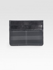 The iconic check design in durable PVC Two card slots 3 X 4 Made in Italy The iconic check design in durable PVC Two card slots 3 X 4 Made in Italy