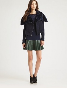 The cropped biker jacket crafted from cozy faux shearling styled with velvety lining at the collar.Wide foldover collarAsymmetric zip frontPrincess seamsSlash pocketsAbout 22 from shoulder to hem68% wool/17% nylon/15% polyesterDry cleanImportedModel shown is 5'11 (180cm) wearing US size Small.OUR FIT MODEL RECOMMENDS ordering true size. The cropped biker jacket crafted from cozy faux shearling styled with velvety lining at the collar.Wide foldover collarAsymmetric zip frontPrincess seamsSlash pocketsAbout 22 from shoulder to hem68% wool/17% nylon/15% polyesterDry cleanImportedModel shown is 5'11 (180cm) wearing US size Small.OUR FIT MODEL RECOMMENDS ordering true size.