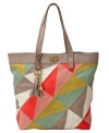 It's not hard to fall for this boho beautiful design from Fossil. Geometric shapes and aged goldtone hardware accent this tote-able silhouette for an ultra cool everyday style.