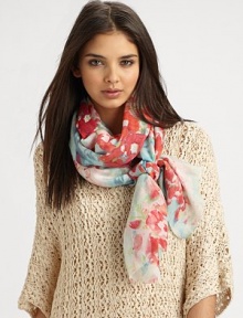 This beautiful design boasts a luxurious cashmere and silk blend. 55% cashmere/45% silkAbout 28 X 80Dry cleanImported This beautiful design boasts a luxurious cashmere and silk blend. 55% cashmere/45% silkAbout 28 X 80Dry cleanImported