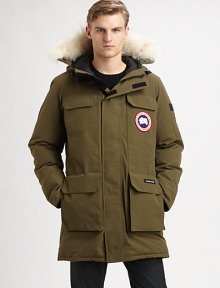 A slimmer, stylish silhouette perfect for the city, this look features numerous fleece-lined, zippered hand warmer pockets, perfect for storing keys, cell phones or any small items the average urban man can't live without; With duck down fill, you are certain to be kept warm on the coldest winter days, while maintaining a high fashion profile at the same time.Zip frontAttached hoodChest A slimmer, stylish silhouette perfect for the city, this look features numerous fleece-lined, zippered hand warmer pockets, perfect for storing keys, cell phones or any small items the average urban man can't live without; With duck down fill, you are certain to be kept warm on the coldest winter days, while maintaining a high fashion profile at the same time.Zip frontAttached hoodChest
