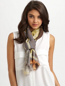 An artsy, abstract flower print adorns a sumptuous silk and cashmere print wrap.55% cashmere/45% silk76 X 28Dry cleanImported An artsy, abstract flower print adorns a sumptuous silk and cashmere print wrap.55% cashmere/45% silk76 X 28Dry cleanImported