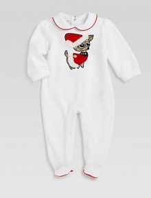 A festive Gucci zoo appliqué, interlocking GG fabric and silk-piped Peter Pan collar define this ultra-plush cotton one-piece.Peter Pan collarLong sleevesBack snapsBottom snapsCotton/ElastaneDry cleanMade in Italy Please note: Number of buttons may vary depending on size ordered. A festive Gucci zoo appliqué, interlocking GG fabric and silk-piped Peter Pan collar define this ultra-plush cotton one-piece.Peter Pan collarLong sleevesBack snapsBottom snapsCotton/ElastaneDry cleanMade in Italy Please note: Number of buttons may vary depending on size ordered.