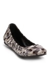 Glossy, animal-printed flats are flexible in form and in your closet. Wear with everything from pencil skirts to weekend denim. From Tory Burch.