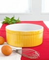High and mighty soufflés. This straight-sided earthenware dish allows the airy mixture to spread evenly over the bottom of the dish and cling to the sides as it climbs for perfect results.