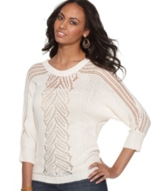Spring into the new season in this pointelle-knit sweater from DKNY Jeans. Made of lightweight yarn, it's a great match with a cami and jeans on warmer days! Spring into the new season in this pointelle-knit sweater from DKNY Jeans. Made of lightweight yarn, it's a great match with a cami and jeans on warmer days!