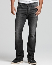 Diesel creates cool grey jeans, featuring straight legs and a low rise for tenacious weekend style. Diesel creates cool grey jeans, featuring straight legs and a low rise for tenacious weekend style.